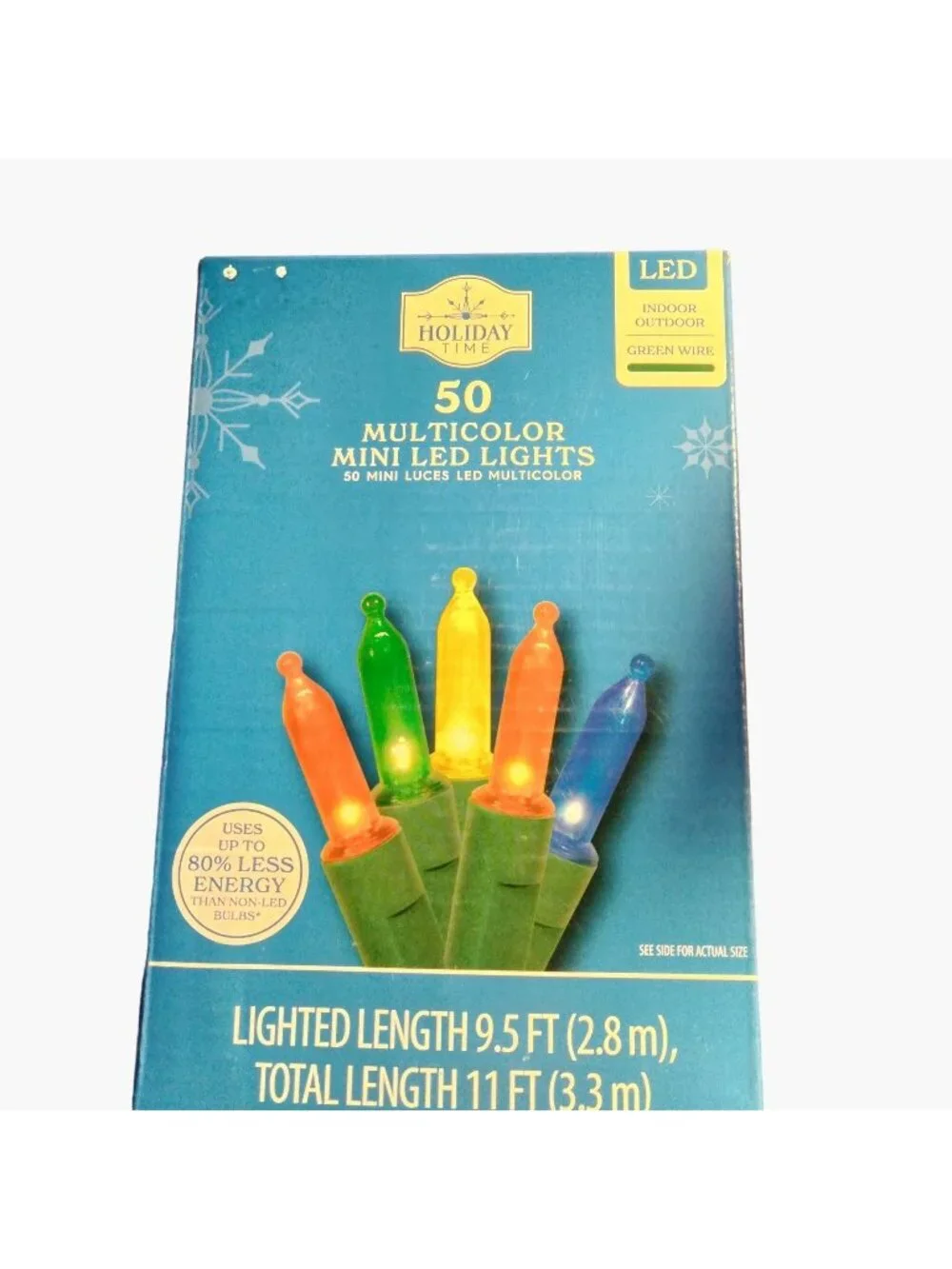Holiday Time Multicolor Lights indoor Outdoor 50 ct Wedding Patio Green cord LED